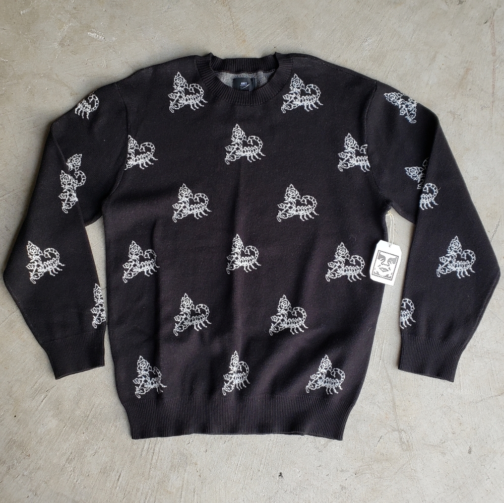 Obey Worldwide Men's Large Sweater Black Scorpion